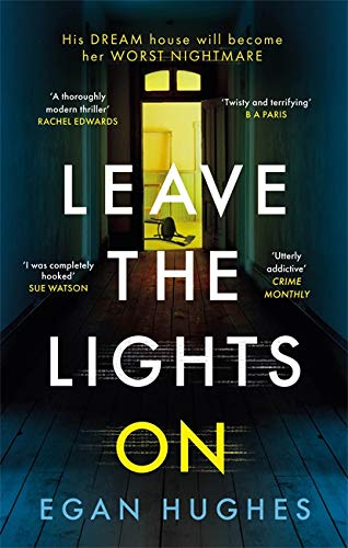 Book cover: open doorway with a shadowy figure and bold yellow text.