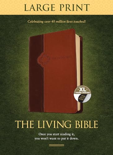 Living Bible Large Print Edition Brown/Tan, Indexed: Paraphrased, Brown / Tan, TuTone, Leatherlike