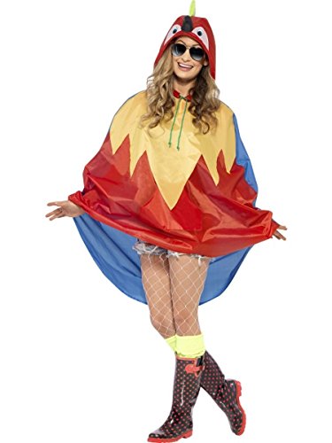 Smiffys Adult Unisex Parrot Party Poncho, One Size, Color: Red,