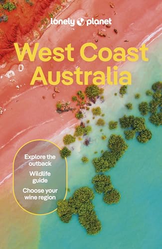 Lonely Planet West Coast Australia travel guide cover with aerial view of red coastline.