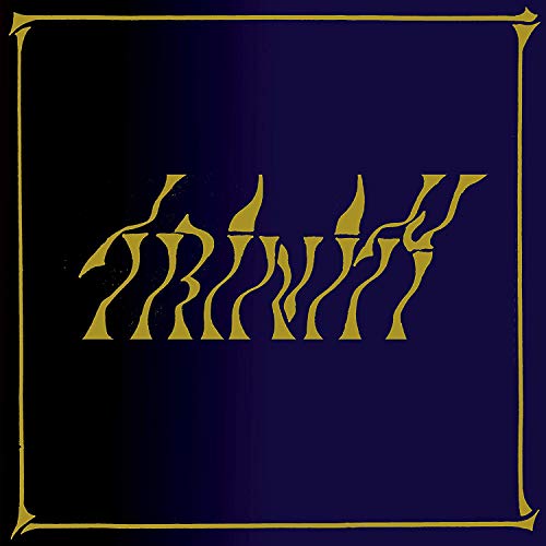 Dark navy vinyl record cover with gold, stylized “TRINITY” lettering.