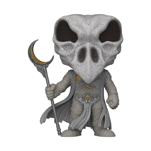 Stylized Khonshu Funko Pop! figure with skull head and crescent staff.