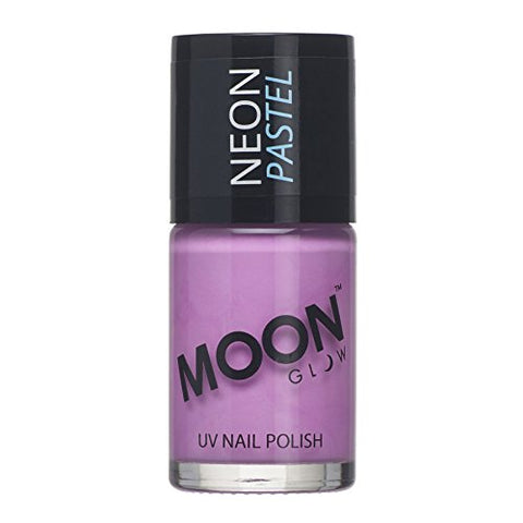 Neon UV Nail Polish by Moon Glow - Pastel Lilac - Bright Neon Nail Varnish - Glows under UV - 14ml