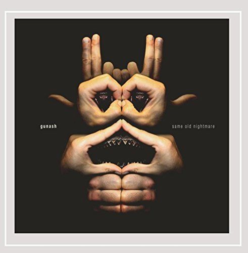 CD cover for Gunash's "Same Old Nightmare" featuring hands forming a devil horn shape.