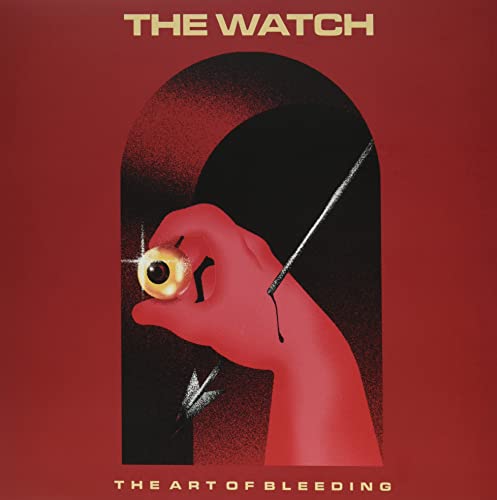 Red album cover with a hand holding an eyeball and a needle.
