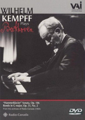 Wilhelm Kempff playing piano, DVD cover with portrait and text.