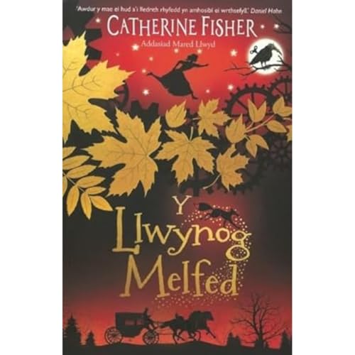 Book cover: dark background with gold leaves, silhouette figures, and gears.