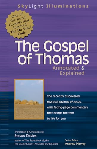 Book cover: “The Gospel of Thomas,” annotated, with desert landscape image.