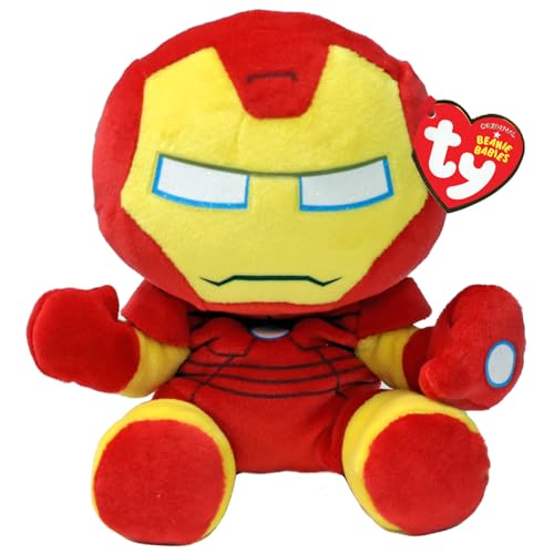TY Iron Man Marvel Avengers Beanie Babies Regular, Licensed Beanie Baby Soft Plush Toy, Collectible Cuddly Stuffed Teddy