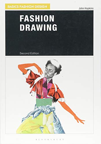 Book cover titled Fashion Drawing featuring a stylized illustration of a person in colorful clothing.