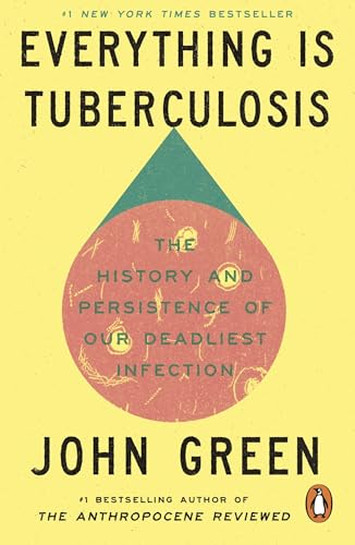 Book cover with yellow background, central red drop shape, and title text by John Green.
