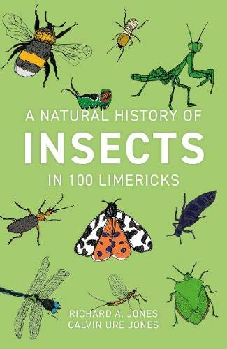 Book cover with illustrations of various insects on a green background.