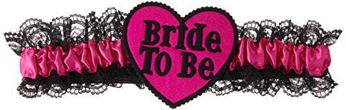 Smiffys Bride To Be Garter with Lace - Black/Pink