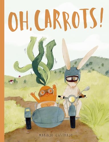 Rabbit with goggles rides a scooter with a carrot in a car.