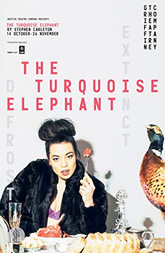 Play poster featuring a woman with a bird and food arrangement.