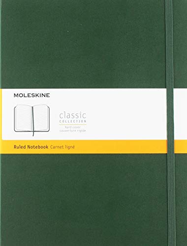 Moleskine Classic Ruled Paper Notebook - Hard Cover And Elastic Closurejournal, Myrtle Green, Extra Large 19 X 25 A4, 192 Pages