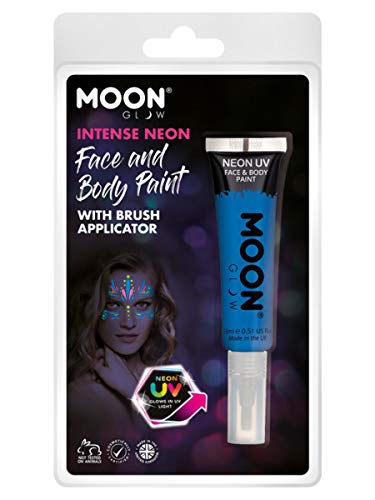 Smiffys Moon Glow Intense Neon UV Face Paint, Blue
