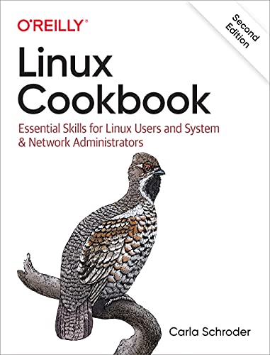 Book cover: “Linux Cookbook” with a bird illustration, second edition.