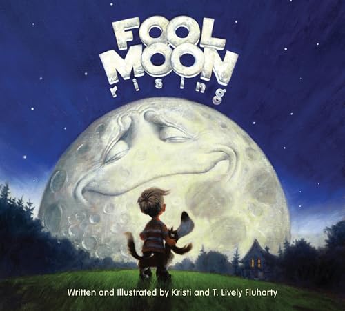 Book cover: boy and dog silhouetted against a large, textured moon.