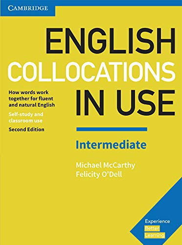 Yellow textbook cover titled English Collocations in Use Intermediate by Cambridge University Press.