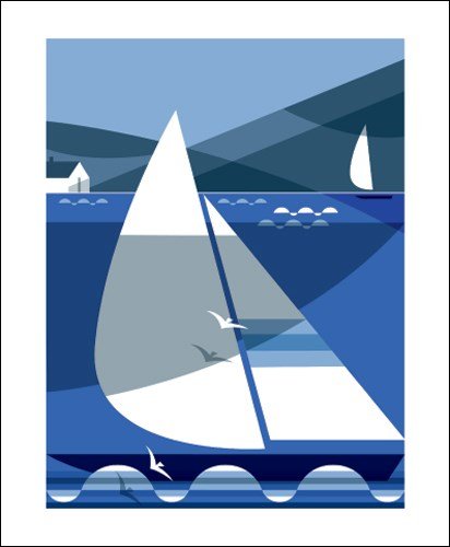 Greeting Card (AA8166) Blank/ Birthday - Shadow Racers - Sailing Boats