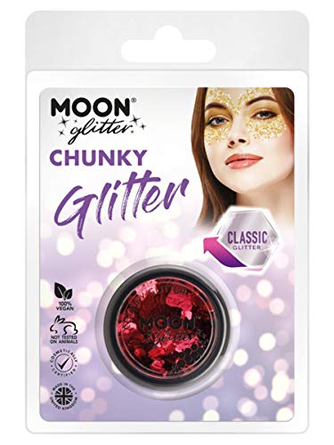 Smiffys Moon Glitter Classic Chunky Glitter, Red