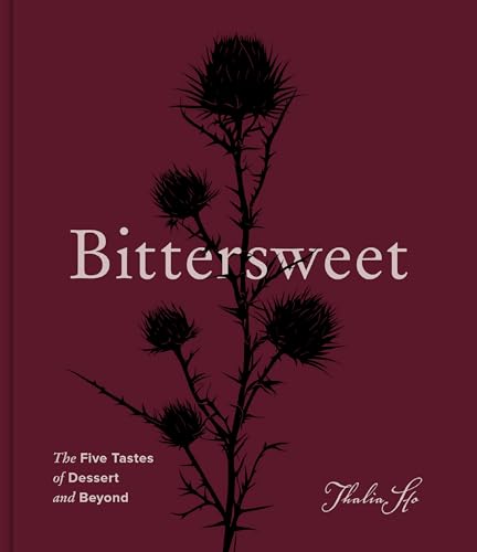 Book cover: "Bittersweet" with a dark thistle illustration on a burgundy background.