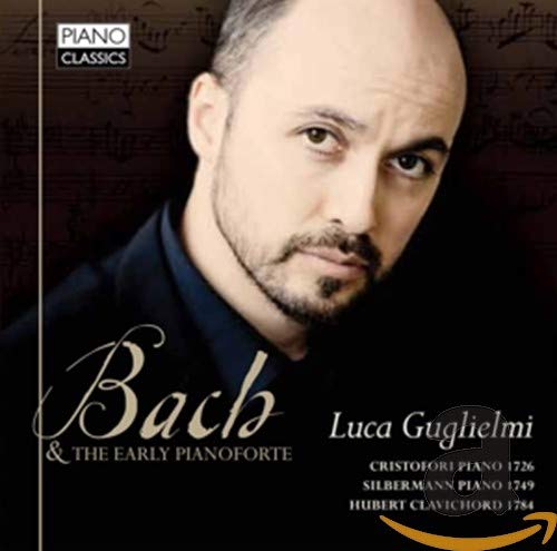 CD cover featuring portrait of Luca Guglielmi and musical notation.