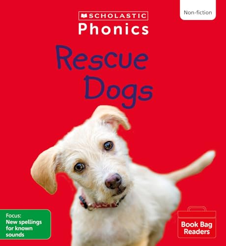 Book cover: "Rescue Dogs" with a fluffy, light-brown puppy’s face.