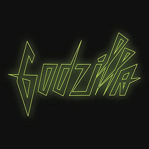 Neon green “Godzilla” lettering against a black background.