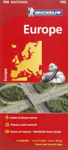 Europe - Michelin National Map 705: Straßen- und Tourismuskarte 1:3.000.000; Auflage 2023