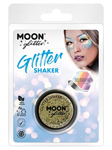 Smiffys Moon Glitter Holographic Glitter Shaker, Gold