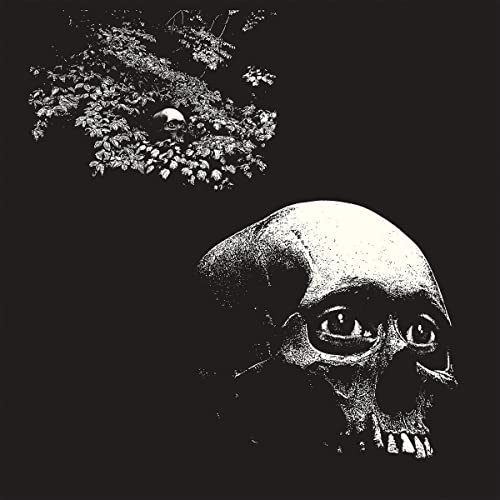 Black and white album cover featuring a skull and foliage.