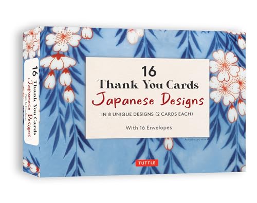 16 Thank You Cards Japanese Designs : 4 1/2 x 3 inch blank cards in 8 Lovely Designs (2 each) with 16 Envelopes