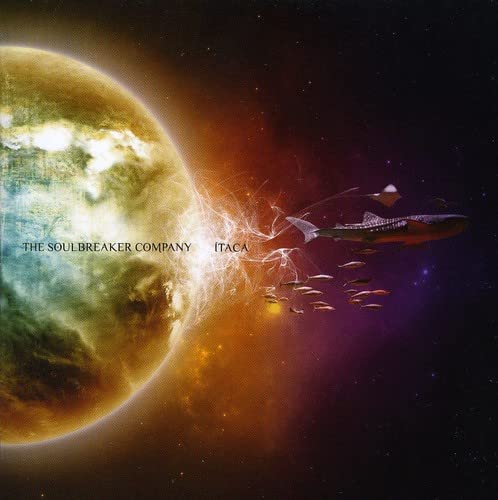 CD cover: planet, fish-shaped spacecraft, and swirling cosmic colors.