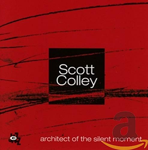 Red CD cover with white text "Scott Colley" and abstract brushstrokes.
