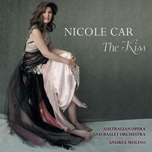 Nicole Car album cover, "The Kiss", featuring a woman in a gown.