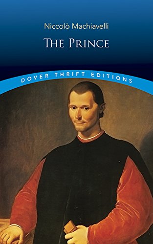 Book cover of "The Prince" by Machiavelli with portrait of a man.