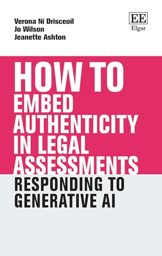 Book cover: "How to Embed Authenticity in Legal Assessments," pink background.