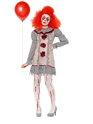 Smiffys Vintage Clown Lady Costume, Grey, Red, S - UK Size 08-10