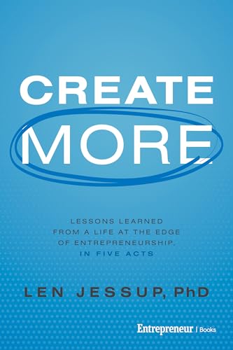 Book cover: “Create More” by Len Jessup, blue background, white text.