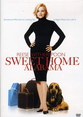 Reese Witherspoon on "Sweet Home Alabama" DVD cover with a dog and luggage.