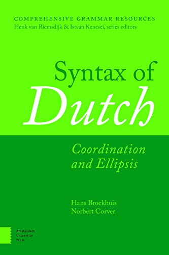 Book cover: “Syntax of Dutch: Coordination and Ellipsis” in white text on green.