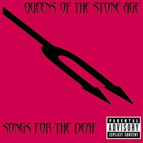Queens of the Stone Age album cover: pink background with black fork graphic.