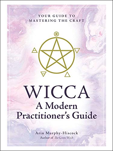 Book cover for “Wicca” with a pentacle and colorful, marbled background.