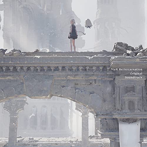 Girl and bird on crumbling stone bridge, Nier Re[in]Carnation soundtrack.