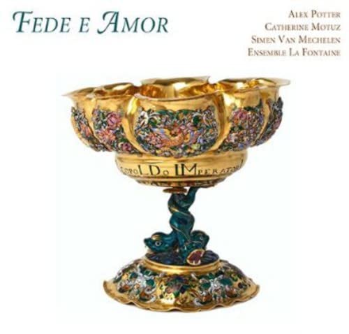 CD cover for “Fede E Amor” featuring a gilded, ornate vessel.
