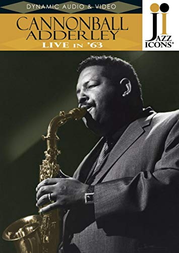 Cannonball Adderley playing saxophone on DVD cover, close-up portrait.