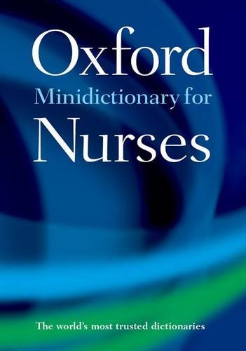 Blue cover of "Minidictionary for Nurses" by Oxford, with white text.