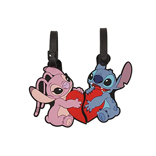 Disney Angel & Stitch Love Heart Luggage Tags